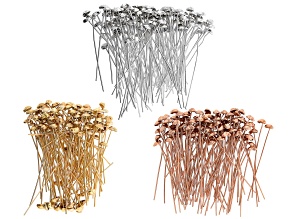 Seashell Shaped Headpins appx 6mm appx 2" in length in Silver, Gold & Rose Gold Tones 300 Pieces