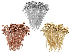Leaf Shape Headpins appx 2" in length in Silver Tone, Gold Tone & Rose Gold Tone appx 300 Pieces