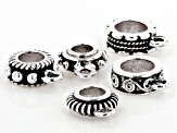 Spacer with Jump Ring Kit in 5 Designs in Antiqued Silver Tone Appx 100 Pieces
