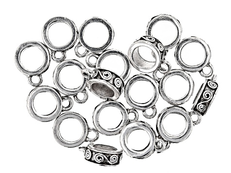 Spacer with Jump Ring Kit in 5 Designs in Antiqued Silver Tone Appx 100 Pieces