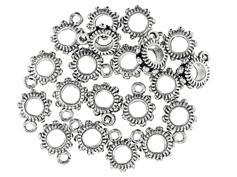 Spacer with Jump Ring Kit in 5 Designs in Antiqued Silver Tone Appx 100 Pieces