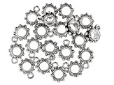 Spacer with Jump Ring Kit in 5 Designs in Antiqued Silver Tone Appx 100 Pieces