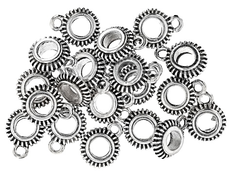 Spacer with Jump Ring Kit in 5 Designs in Antiqued Silver Tone Appx 100 Pieces