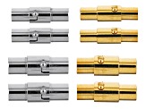 Stainless Steel and 18K Gold over Stainless Steel Magnetic Clasp with Safety Twist Set of 8