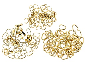 Oval Open Jump Rings Kit in 3 Sizes in Gold Tone Appx 150 Pieces