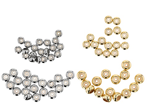 Sliding Clasp Silicone Beads in 2 Sizes in Silver Tone and Gold Tone Appx 70 Pieces Total