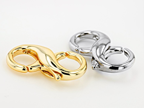 Double Infinity Sign Design Lobster Style Clasp Set of 10 in Silver Tone and Gold Tone