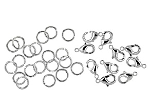 Sterling Silver over Brass Lobster Style Clasp and Jump Ring Kit Appx 30 Pieces Total