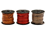 Leather Cord Set of 3 in Natural Light Brown, Natural Gray, and Natural Red Appx 1.5mm Appx 10M Each