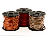 Leather Cord Set of 3 in Natural Light Brown, Natural Gray, and Natural Red Appx 1.5mm Appx 10M Each