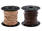 Round Leather Cord Set of 2 in Natural and Natural Antiqued Brown Appx 1mm Appx 10M Each
