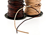 Round Leather Cord Set of 2 in Natural and Natural Antiqued Brown Appx 1mm Appx 10M Each