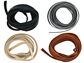 Deerskin Leather Lace Set of 4 in Slate, Saddle, Buckskin, and Black Appx 2 Yards Each