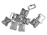 Indonesian Inspired Slide Connectors in 5 Styles in Antiqued Silver Tone Appx 55 Pieces Total