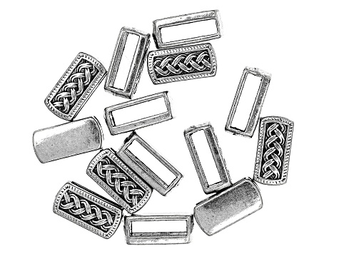 Indonesian Inspired Slide Connector Kit in 3 Designs in Antiqued Silver Tone Appx 50 Pieces