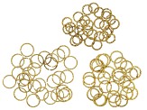 Designer Diamond Cut Jump Rings Kit in 3 Sizes in Gold Tone Appx 90 Pieces Total