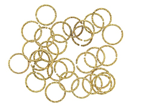 Designer Diamond Cut Jump Rings Kit in 3 Sizes in Gold Tone Appx 90 Pieces Total