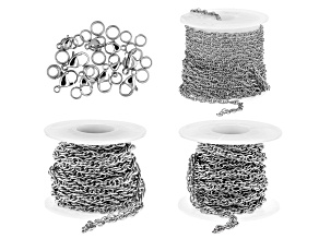 Stainless Steel Unfinished Rope Chain in 3 Sizes Appx 9M Total with Findings