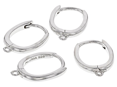 Sterling Silver Earring Finding Appx 12x10mm 2 Pairs