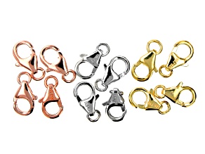 18K Gold Over, 18K Rose Gold, and Rhodium Over Sterling Silver Lobster Style Clasps Set of 12