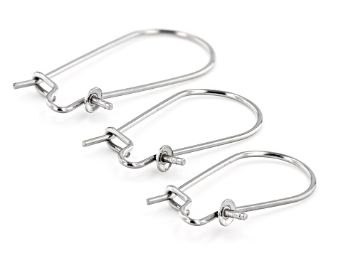 Stainless Steel Kidney Shaped Earwire with Cup and Peg in 3 Sizes Appx 30 Pairs Total