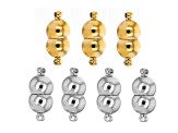 Stainless Steel and 18K Gold Over Stainless Steel Magnetic Clasp Set of 7