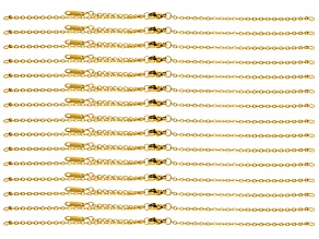 18k Gold Over Stainless Steel Open Chain Bracelet Foundation Set of 15