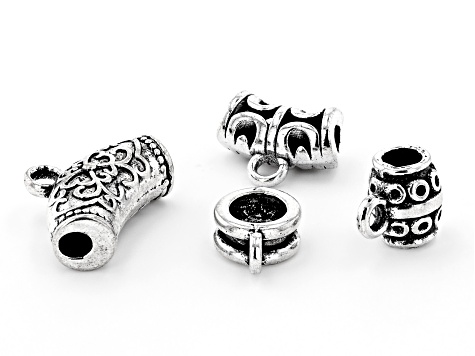 Indonesian Inspired Tube Bail Kit in 4 Designs in Antiqued Silver Tone Appx 200 Pieces