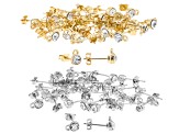 Crystal Stud Post Back Earring Findings with Jump Ring in Silver Tone and Gold Tone Appx 30 Pairs