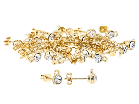 Crystal Stud Post Back Earring Findings with Jump Ring in Silver Tone and Gold Tone Appx 30 Pairs