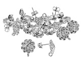 Flower Inspired Stud Earring Findings with Jump Ring in Silver Tone Appx 24 Pairs