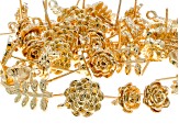 Flower Inspired Stud Earring Findings with Jump Ring in Gold Tone Appx 24 Pairs