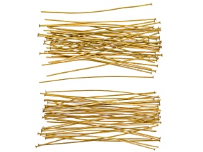 18K Gold Over Stainless Steel Headpins in 2 Lengths Set of 80