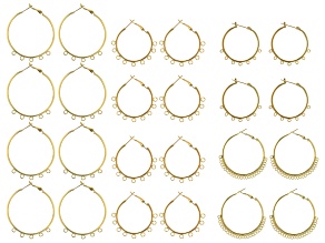 Round Hoop Earring Foundation Findings in 4 Designs in Gold Tone Appx 12 Pairs