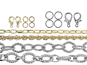 Aluminum Unfinished Chain in 4 Links in Silver Tone and Gold Tone with Findings