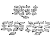 Stainless Steel Floral Inspired Connectors in 3 Designs Appx 39 Pieces Total