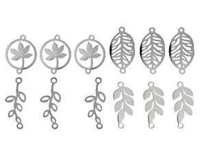 Stainless Steel Leaf Inspired Connectors in 4 Designs Appx 12 Pieces Total