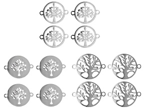 Stainless Steel Connectors in 3 Tree of Life in Circle Frame Designs Appx 12 Pieces