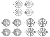 Stainless Steel Connectors in 3 Tree of Life in Circle Frame Designs Appx 12 Pieces