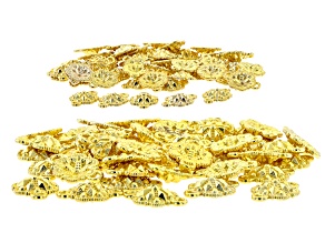 Turkish Inspired Flower Design Connectors in 2 Sizes in Yellow Tone Appx 100 Pieces Total