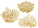 Flower Inspired Bead Frames in 3 Designs in Gold Tone Appx 130 Pieces