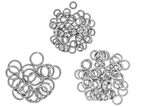 Stainless Steel Twisted Textured Jump Rings in 3 Sizes Appx 100 Pieces Total