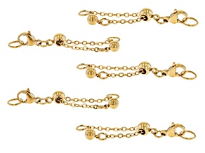 18K Gold over Stainless Steel Adjustable Bead Pull Extender Lobster Style Clasp Set of 5