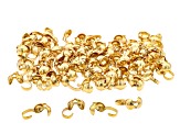 18K Gold over Stainless Steel Appx 4x9mm Clam Shell Bead Tip Findings Appx 100 Pieces