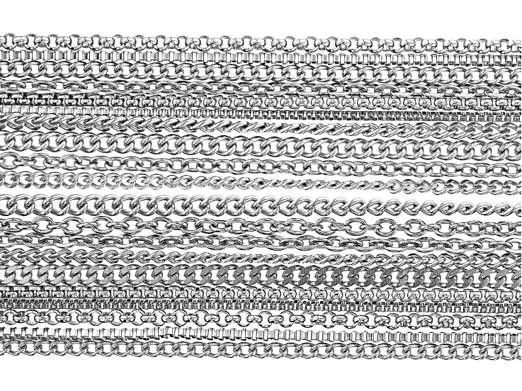 Stainless Steel Finished Chain Set of 20 in 18" & 24" in length & Assorted Styles with Lobster Clasp
