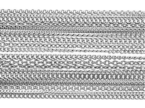 Stainless Steel Finished Chain Set of 20 in 18" & 24" in length & Assorted Styles with Lobster Clasp