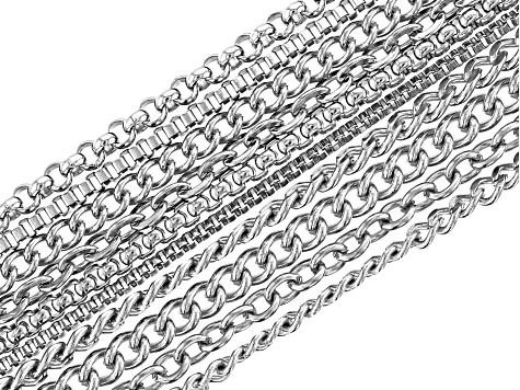 Stainless Steel Finished Chain Set of 20 in 18" & 24" in length & Assorted Styles with Lobster Clasp