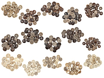 Picture of Coconut Shell Flower Inspired Button Clasps in 5 Designs in 3 Sizes Appx 375 Pieces