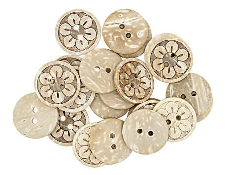 Coconut Shell Buttons 12MM 4 Holes Brown Set of 25 / Buttons for