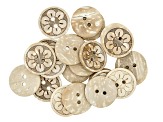 Coconut Shell Flower Inspired Button Clasps in 5 Designs in 3 Sizes Appx 375 Pieces